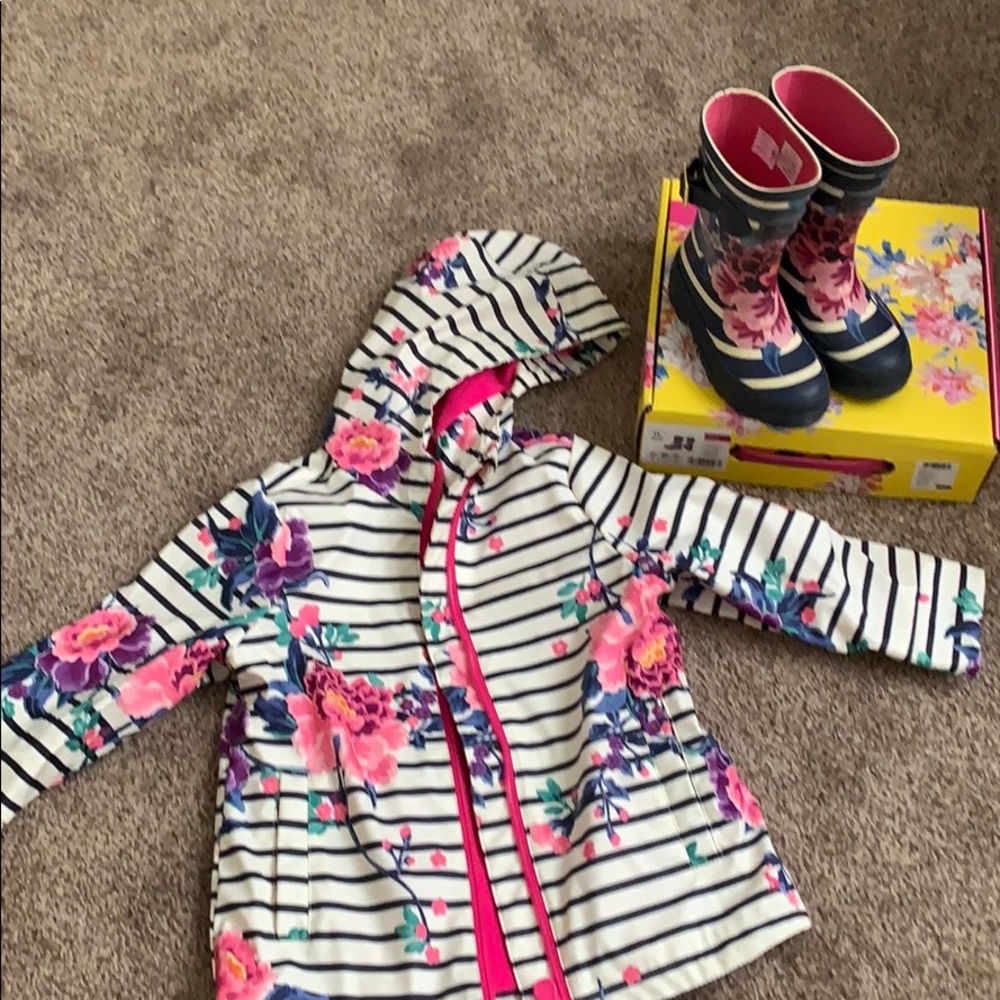 Joules rain coat and rain boot set